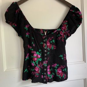 Free People Off The Shoulder Floral Top